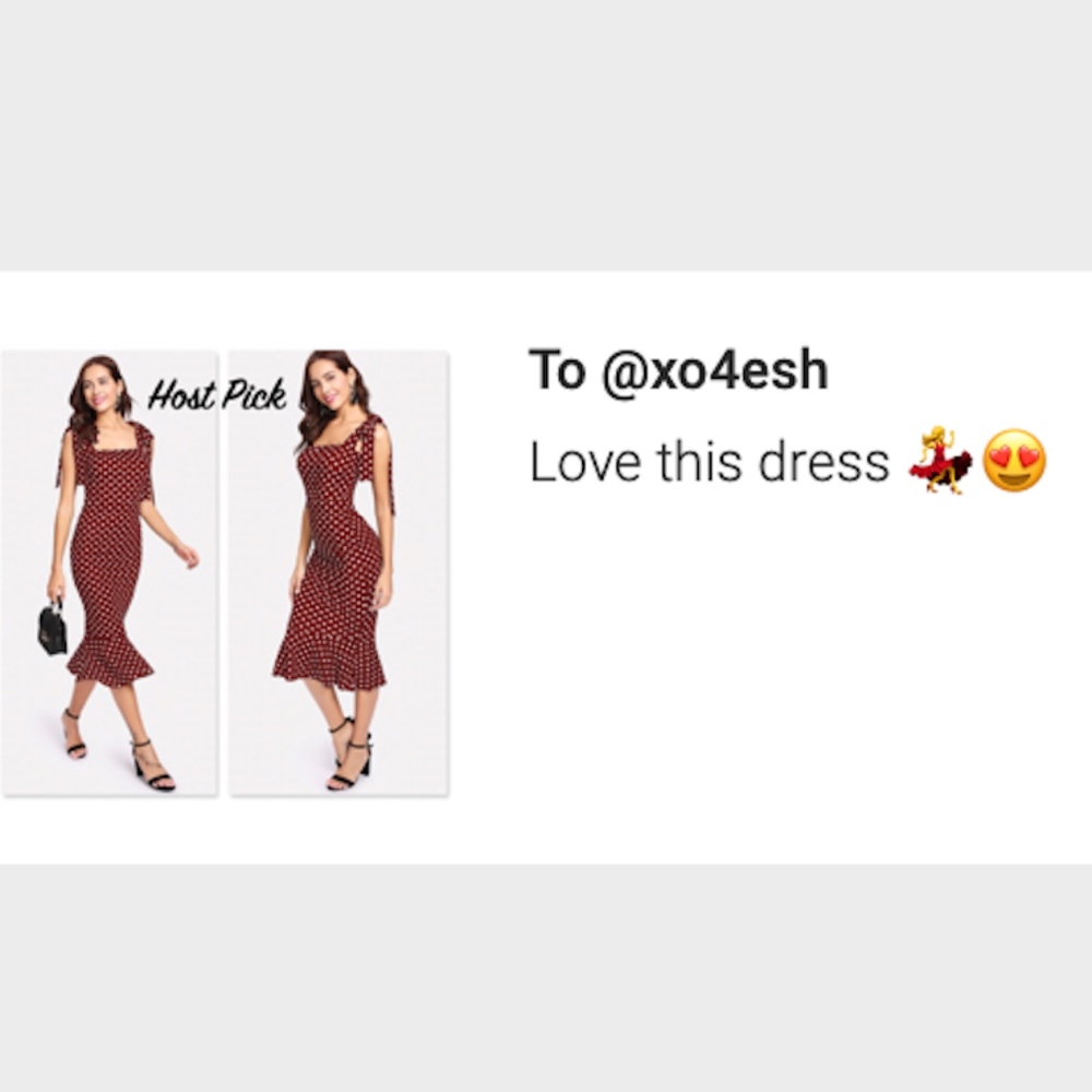 Polka Dot Mermaid Midi Dress Tie Straps Burgundy - Picture 8 of 8